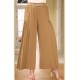 بنطلون نسائي لون بيج واسع الساقين و بخصر مرتفع مع حزام إضافي