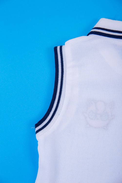 فستان بناتي متعدد الاوان بدون أكمام مخطط من الأطراف بأزرار و رسمة من الأمام