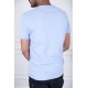 تيشيرت رجالي لون سماوي مزين برسومات و كتابات من الأمام