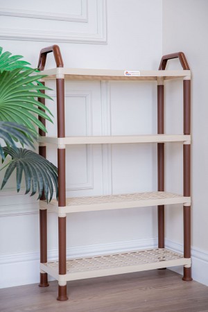 أرفف بلاستيك مستطيلة لون بيج متعددة الاستخدامات  4 دور مخرمة