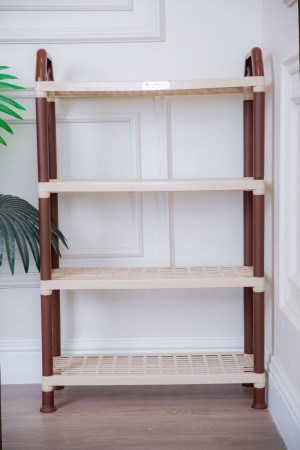 أرفف بلاستيك مستطيلة لون بيج متعددة الاستخدامات  4 دور مخرمة