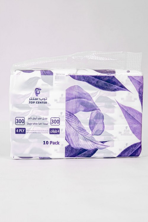 مناديل توب سنتر أبيض ناعم 10 علب 300 منديل مفرد