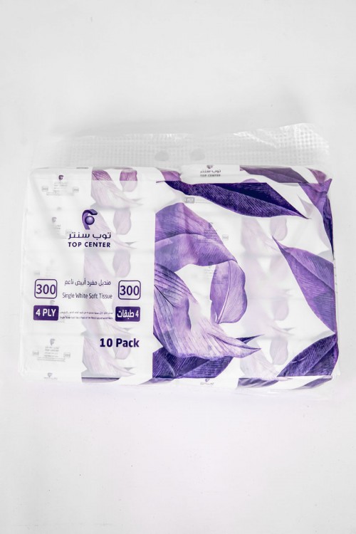 مناديل توب سنتر أبيض ناعم 10 علب 300 منديل مفرد