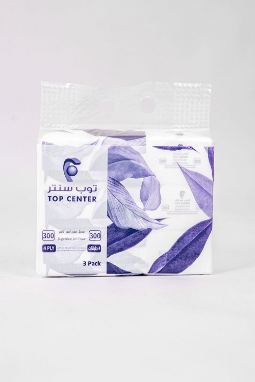 مناديل توب سنتر أبيض ناعم 3 علب 300 منديل مفرد