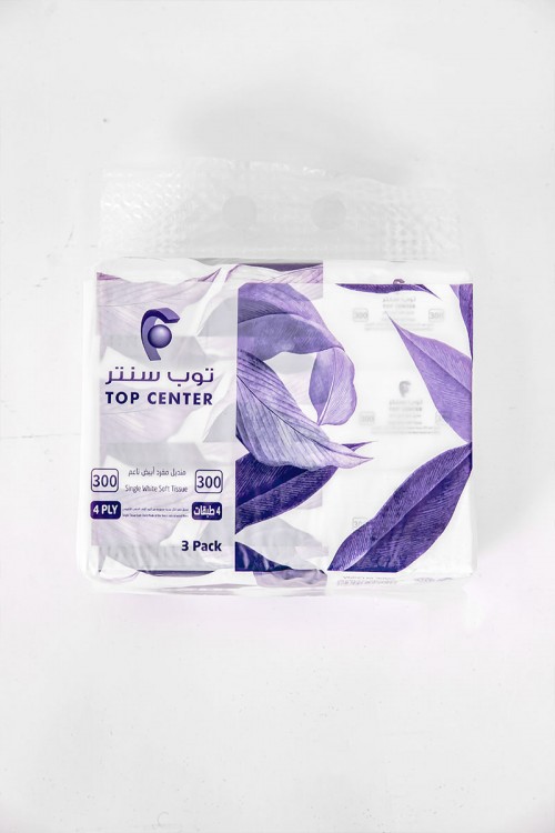 مناديل توب سنتر أبيض ناعم 3 علب 300 منديل مفرد
