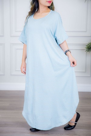 قميص نسائي متعدد الألوان ياقة دائرية و أكمام ميدي 