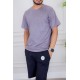 تيشيرت رجالي لون موف سادة بياقة دائرية
