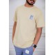 تيشيرت رجالي لون بيج مزين بكتابات من الأمام و الخلف