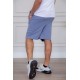 شورت رجالي لون سماوي بجيوب من الجانبين مزين بطبعة من الأمام ذو رباط في الخصر