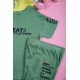 بيجاما بناتي قطعتين متعددة الألوان تيشيرت مزين بكتابات من الأمام و الأكمام و بنطلون طويل برباط في الخصر مزين بكتابات