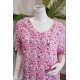 قميص نسائي لون وردي مشجر بياقة قصة سبعة ذو أكمام قصيرة