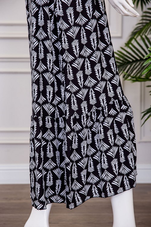 قميص نسائي طويل متعدد الألوان مشجر بياقة دائرية بأزرار من الأمام ذو أكمام قصيرة