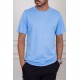 تيشيرت رجالي لون سماوي بياقة دائرية سادة
