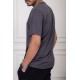 تيشيرت رجالي لون رصاصي بياقة دائرية سادة