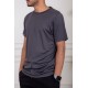 تيشيرت رجالي لون رصاصي بياقة دائرية سادة