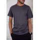تيشيرت رجالي لون رصاصي بياقة دائرية سادة