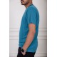 تيشيرت رجالي لون تركواز بياقة دائرية سادة
