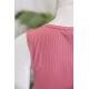 قميص نسائي قصير لون وردي بياقة دائرية و بدون أكمام