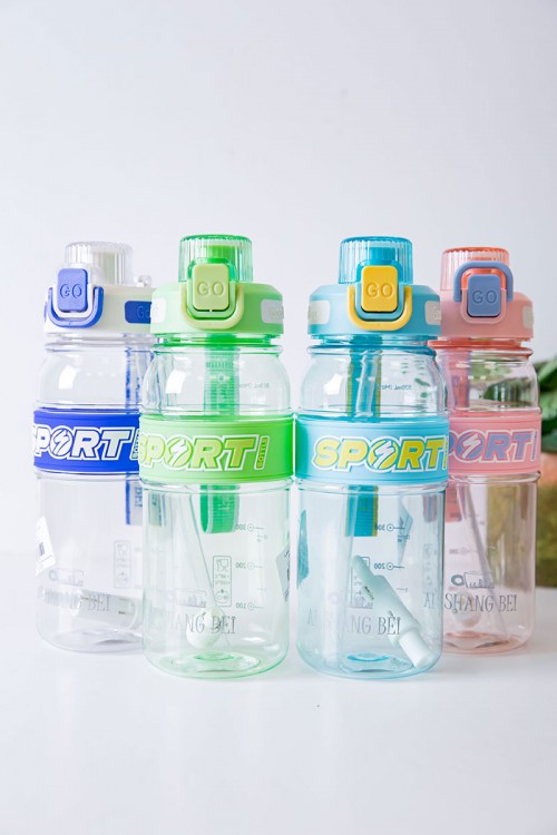 زمزمية مدرسية متعددة الألوان مشروب بارد بلاستيك شفاف