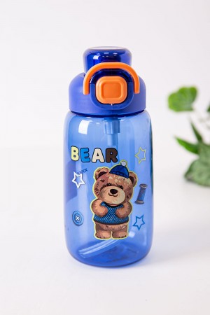 زمزمية مدرسية متعددة الألوان مزينة بكتابات و رسومات كرتونية مشروب بارد بلاستيك شفاف