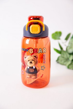 زمزمية مدرسية متعددة الألوان مزينة بكتابات و رسومات كرتونية مشروب بارد بلاستيك شفاف