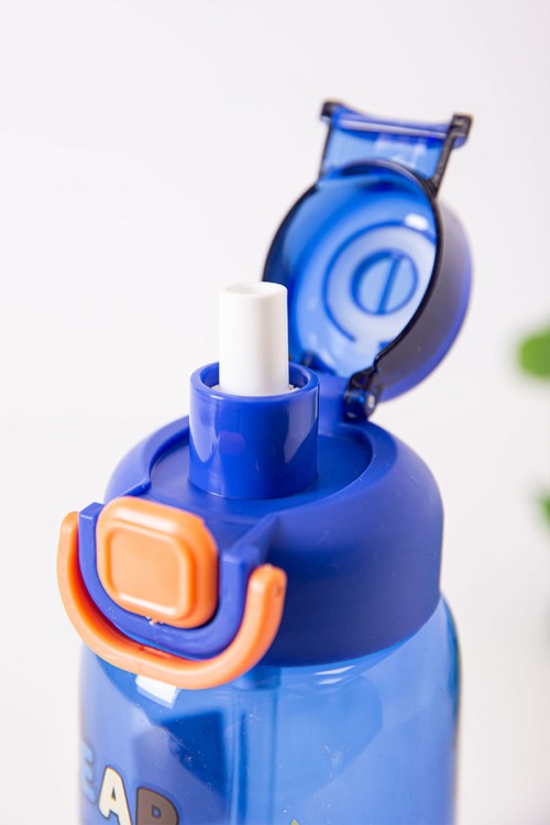 زمزمية مدرسية متعددة الألوان مزينة بكتابات و رسومات كرتونية مشروب بارد بلاستيك شفاف