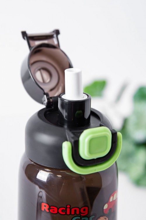 زمزمية مدرسية متعددة الألوان مزينة بكتابات و رسومات كرتونية مشروب بارد بلاستيك شفاف