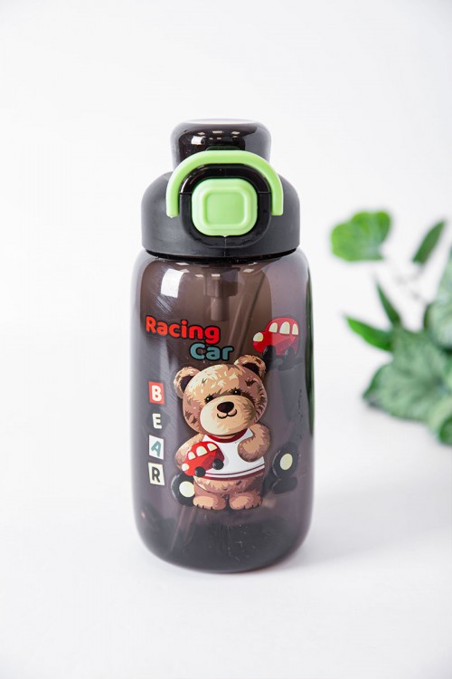 زمزمية مدرسية متعددة الألوان مزينة بكتابات و رسومات كرتونية مشروب بارد بلاستيك شفاف