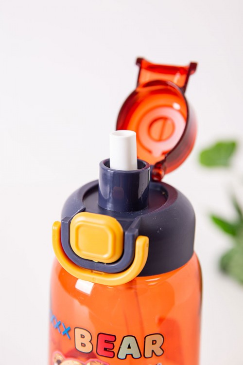 زمزمية مدرسية متعددة الألوان مزينة بكتابات و رسومات كرتونية مشروب بارد بلاستيك شفاف