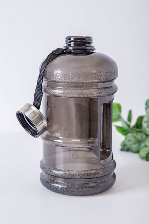 زمزمية مدرسية لون رصاصي مشروب بارد بلاستيك شفاف