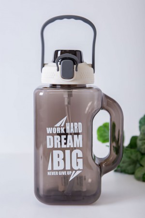 زمزمية مدرسية متعددة الألوان مزينة بكتابات من الأمام مشروب بارد بلاستيك شفاف