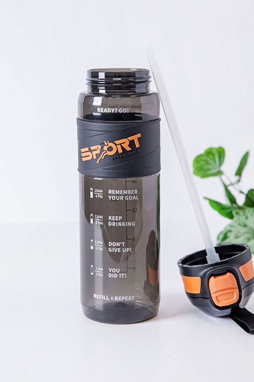 زمزمية مدرسية متعددة الألوان مزينة بكتابات من الأمام مشروب بارد بلاستيك شفاف