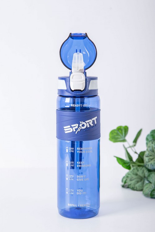 زمزمية مدرسية متعددة الألوان مزينة بكتابات من الأمام مشروب بارد بلاستيك شفاف