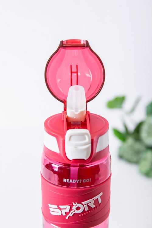 زمزمية مدرسية متعددة الألوان مزينة بكتابات من الأمام مشروب بارد بلاستيك شفاف