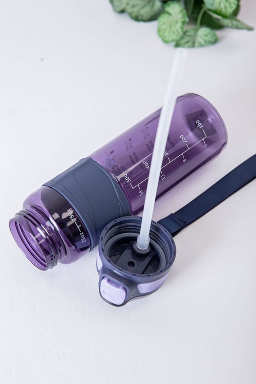 زمزمية مدرسية متعددة الألوان مزينة بكتابات من الأمام مشروب بارد بلاستيك شفاف