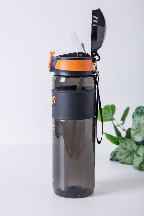 زمزمية مدرسية متعددة الألوان مزينة بكتابات من الأمام مشروب بارد بلاستيك شفاف