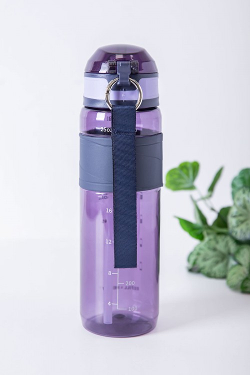 زمزمية مدرسية متعددة الألوان مزينة بكتابات من الأمام مشروب بارد بلاستيك شفاف