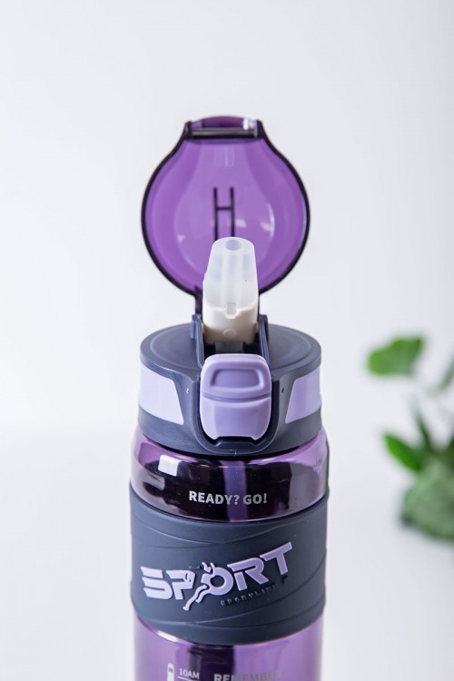 زمزمية مدرسية متعددة الألوان مزينة بكتابات من الأمام مشروب بارد بلاستيك شفاف