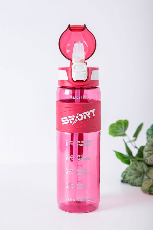 زمزمية مدرسية متعددة الألوان مزينة بكتابات من الأمام مشروب بارد بلاستيك شفاف