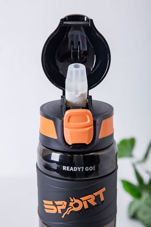 زمزمية مدرسية متعددة الألوان مزينة بكتابات من الأمام مشروب بارد بلاستيك شفاف