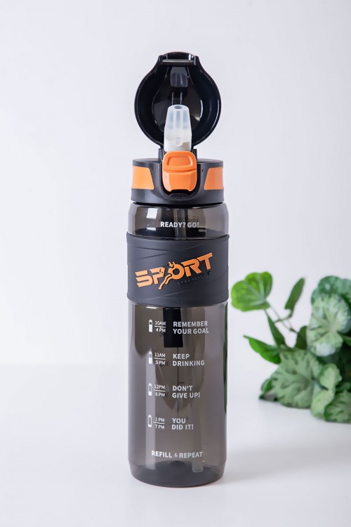 زمزمية مدرسية متعددة الألوان مزينة بكتابات من الأمام مشروب بارد بلاستيك شفاف