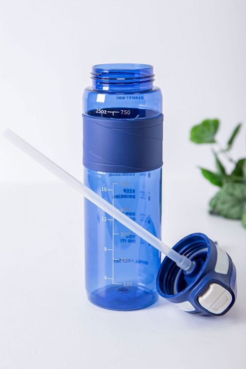 زمزمية مدرسية متعددة الألوان مزينة بكتابات من الأمام مشروب بارد بلاستيك شفاف