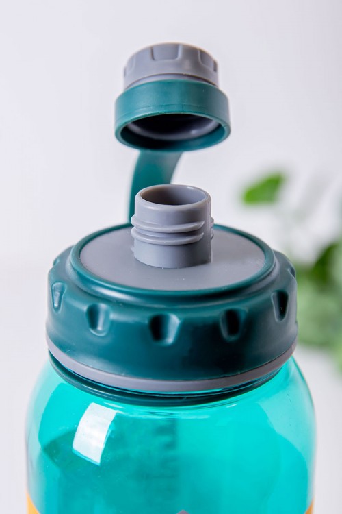 زمزمية مدرسية متعددة الألوان مزينة بكتابات من الأمام مشروب بارد بلاستيك شفاف