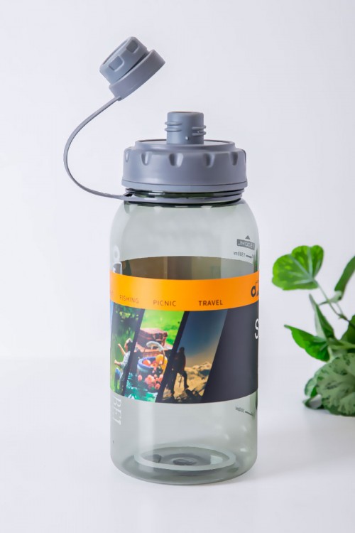 زمزمية مدرسية متعددة الألوان مزينة بكتابات من الأمام مشروب بارد بلاستيك شفاف