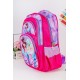 شنطة ظهر مدرسية بناتي لون وردي مزينة برسومات كرتونية ملونة و بجيوب متعددة