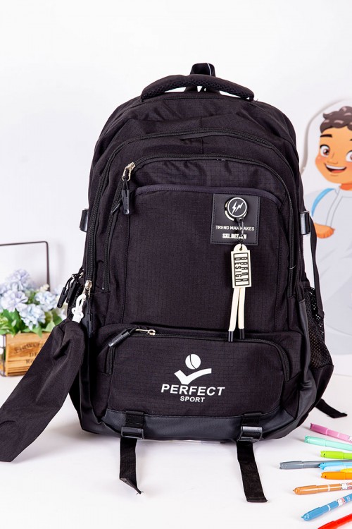 شنطة ظهر مدرسية ولادي متعددة الألوان بجيوب متعددة مع مقلمة