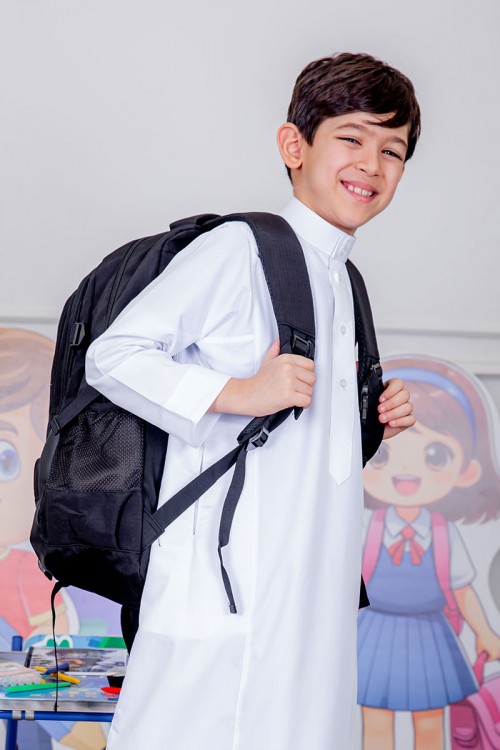 شنطة ظهر مدرسية ولادي متعددة الألوان بجيوب متعددة مع مقلمة