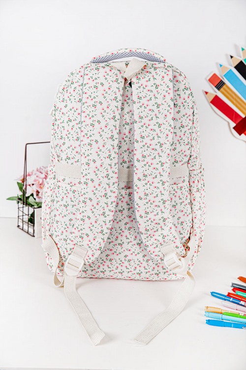 شنطة ظهر مدرسية بناتي مشجرة بجيوب متعددة مع مقلمة