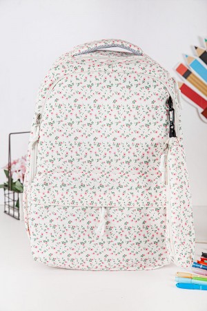 شنطة ظهر مدرسية بناتي مشجرة بجيوب متعددة مع مقلمة 