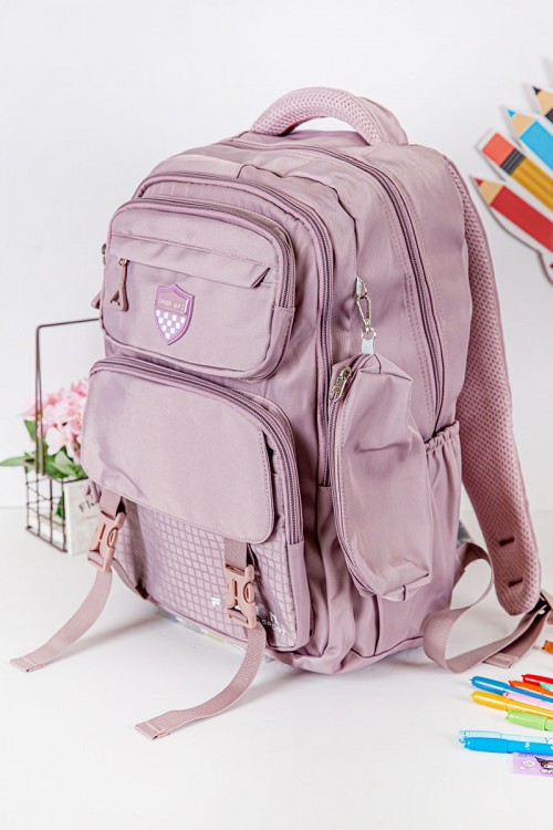 شنطة ظهر مدرسية متعددة الألوان بجيوب متعددة مع مقلمة